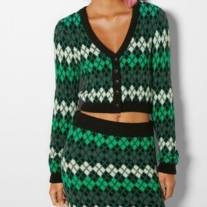 Bershka Knit Cardigan Green